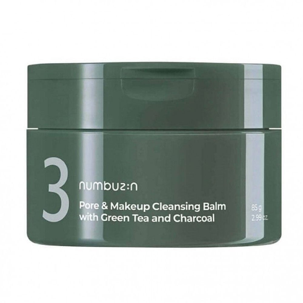 Очищувальний бальзам для зняття макіяжу Numbuzin No.3 Pore &amp; Makeup Cleansing Balm із зеленим чаєм та вугіллям, 85 г